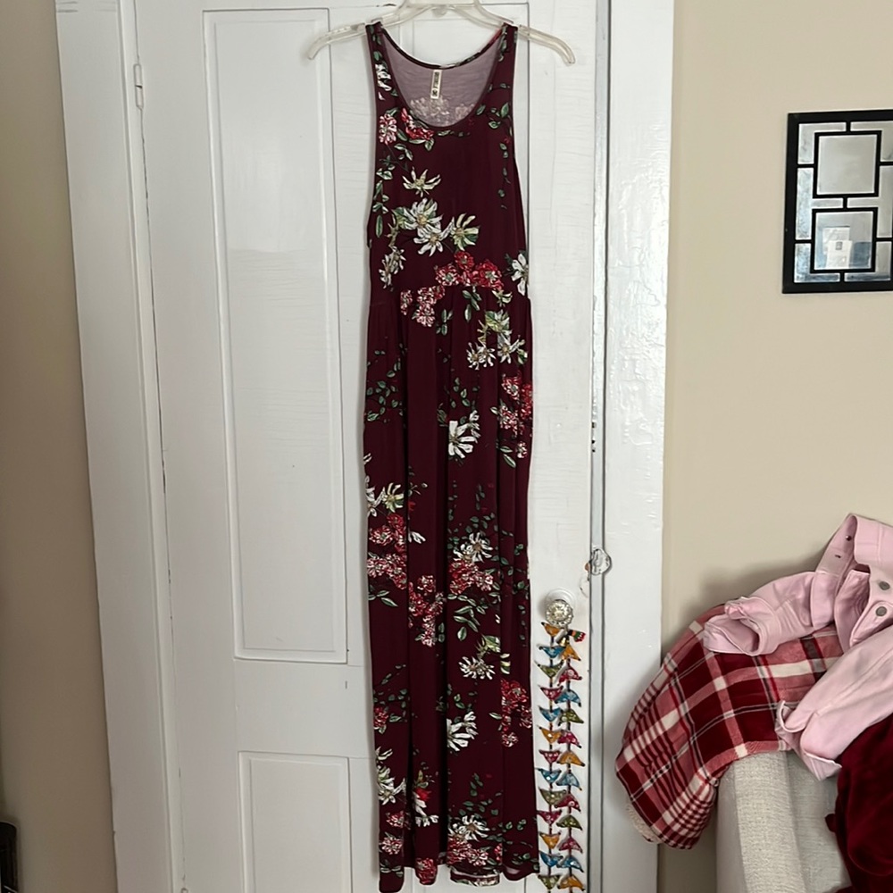 Red Floral Racerback Maxi